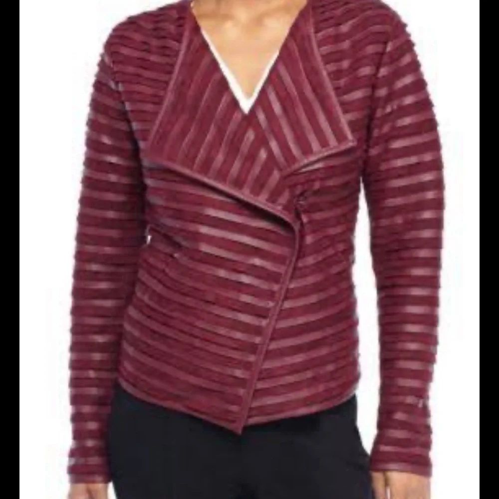 NWT The Limited Oxblood Moto Jacket, Size 0X , Faux Leather